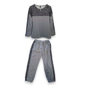 NWT SHEILAY Two Piece Cheetah Sweat‎ Set Color Grey Size M